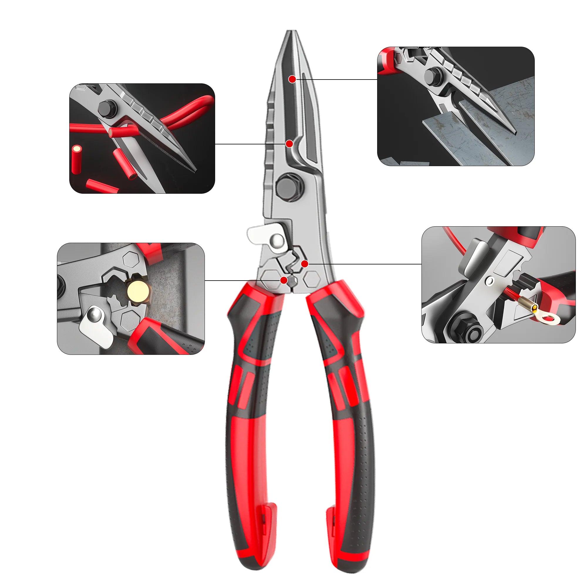 Multi-Functional Electrician Scissors, Crimping Wire Cutting Tool with Wrench Function for Metal Sheet and Cable Cutting
