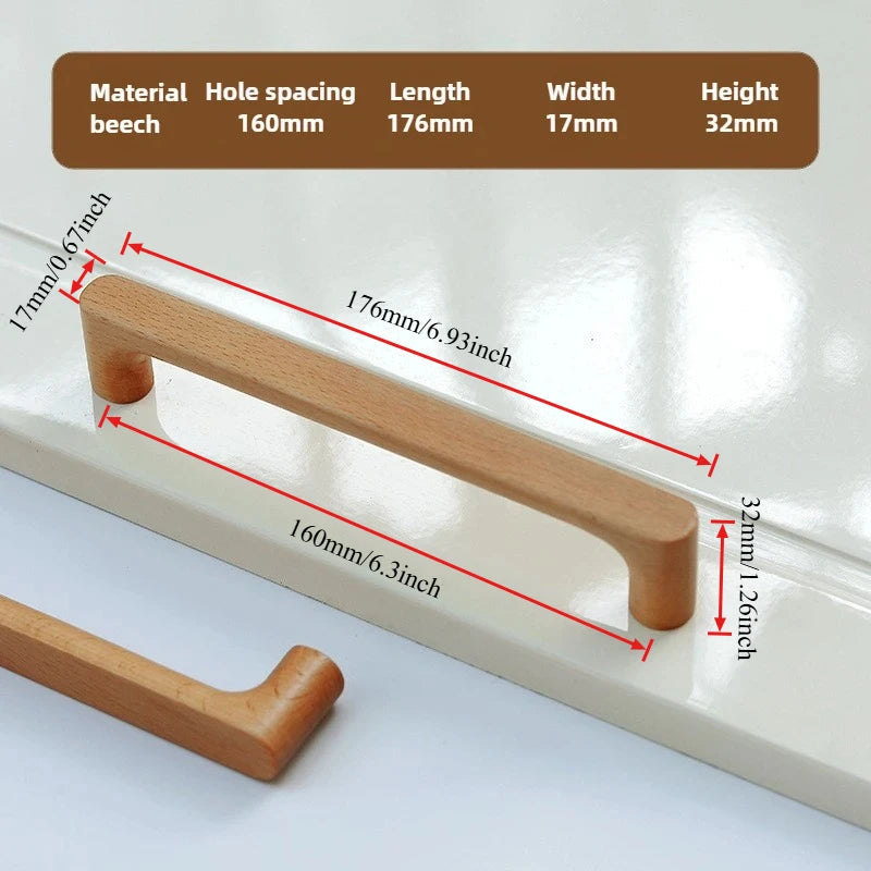 Solid Wooden Kitchen Door Dresser Wardrobe Knobs Cupboard Drawer Pull Cabinet Furniture Handle