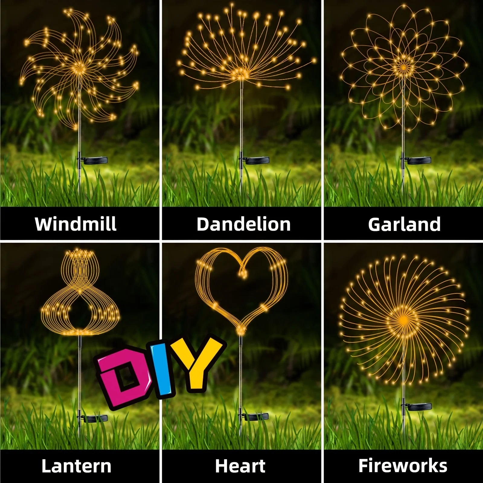 Solar Fireworks LED Light Outdoor Waterproof Solar Light 8 Lighting Modes DIY Starburst Fairy Light Holiday Decorative Lights