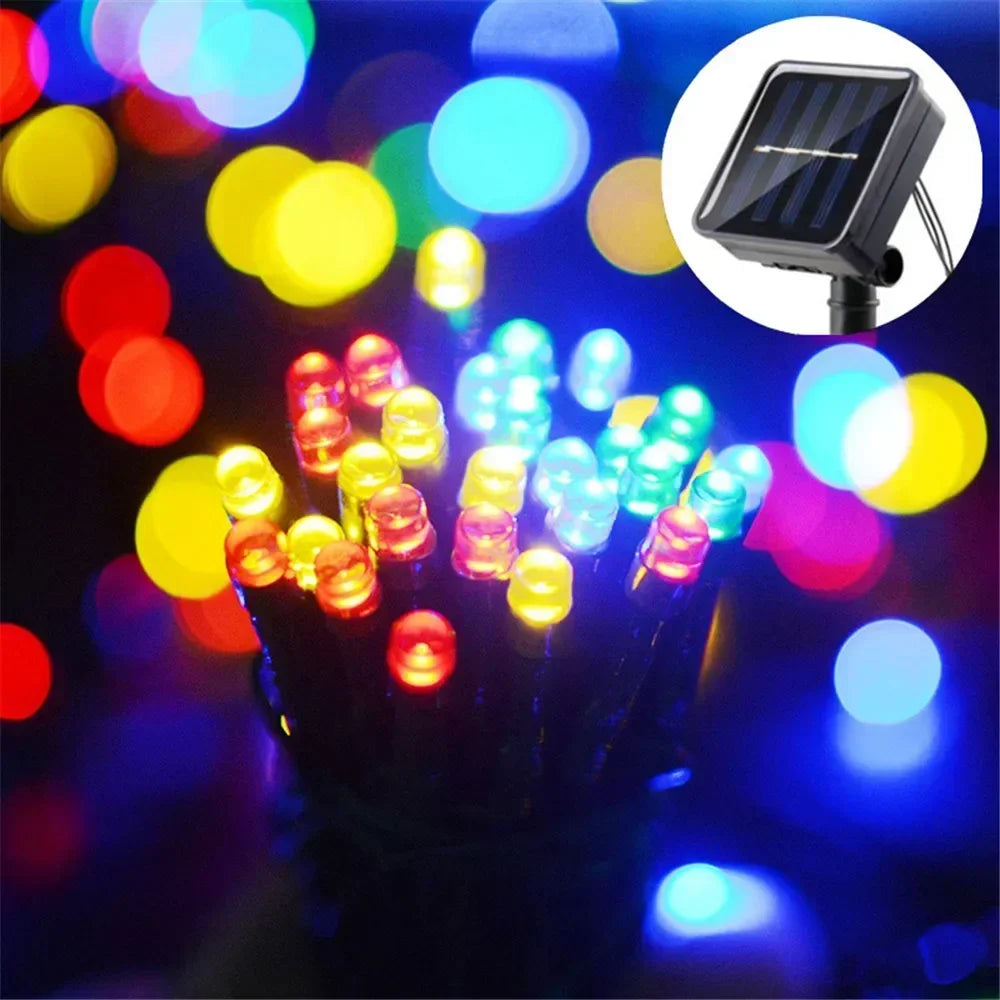 Solar String Light Fairy Outdoor Garden Waterproof Lamp 2025 Christmas Garland Xmas Holiday Party Home Halloween Decoration