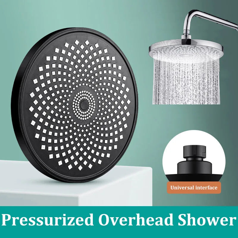 23CM Round Booster Large Size Shower Head Top Nozzle Full Body Shower Home Bathroom Universal Interface