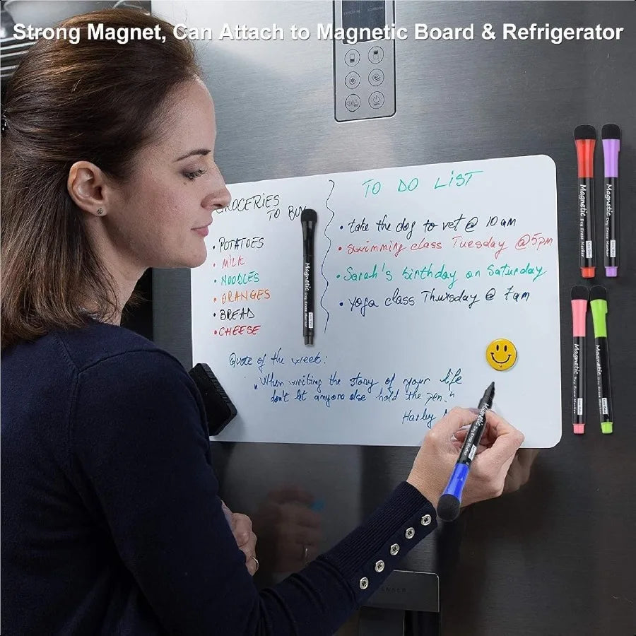 Magnetic Dry Erase Markers Fine Tip Assorted Colors 8 Pack Low Odor Whiteboard markers for kids Work On White board and Calenda