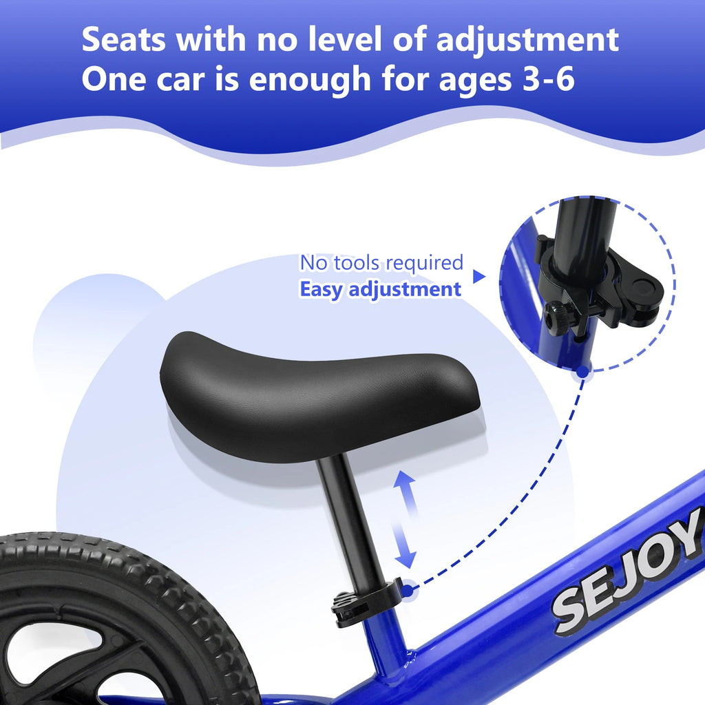 SEJOY Balance Bike for Kids Toddler Training Bicycle  for Ages 3-6 Years Old Outside Bike Toy Scooter Saddle Height Adjustable
