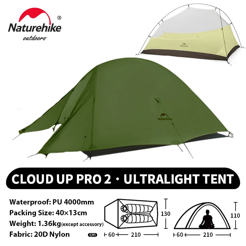 Naturehike Cloud Up 1 2 3 Person Camping Tent Ultralight Waterproof Trekking Tents Hiking Backpacking Shelter Tent Travel Tent