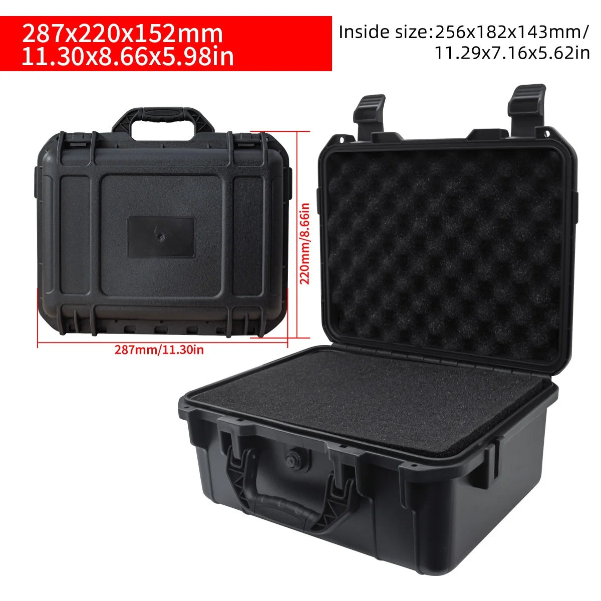 1 portable toolbox with pre cut sponge insert, shock resistant and wear-resistant hard shell protection tool equipment box