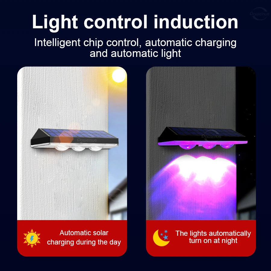 Solar Wall Lamp Outdoor Solar LED Lights RGB color Light source Down Luminous Lighting Yard Garden Decoration Solar Powered Lamp
