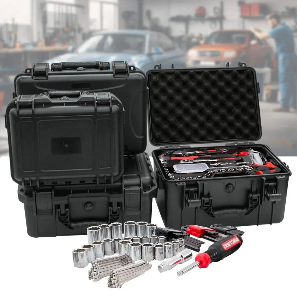 1 portable toolbox with pre cut sponge insert, shock resistant and wear-resistant hard shell protection tool equipment box