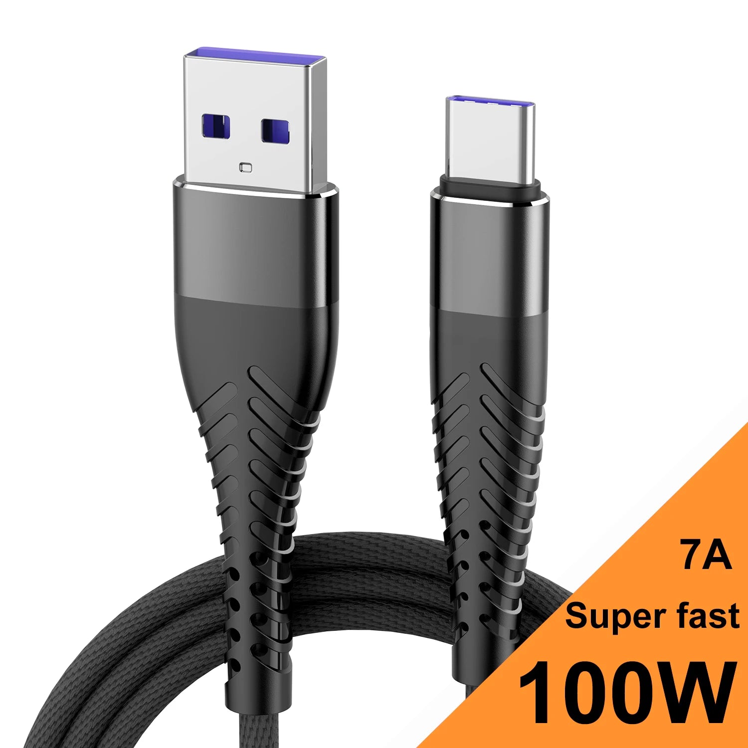 7A 100W Type C Cable Super Fast Charging Data Cord for iPhone Xiaomi Huawei Samsung Oneplus USB C Cable Phone Nylon braided Wire