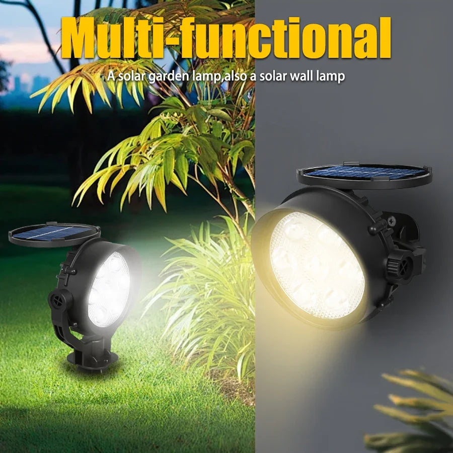9 LED Solar Spot Lights IP65 Waterproof Outdoor RGB Solar Landscape Lights Brightness Adjustable for Garden Yard Palm Trees