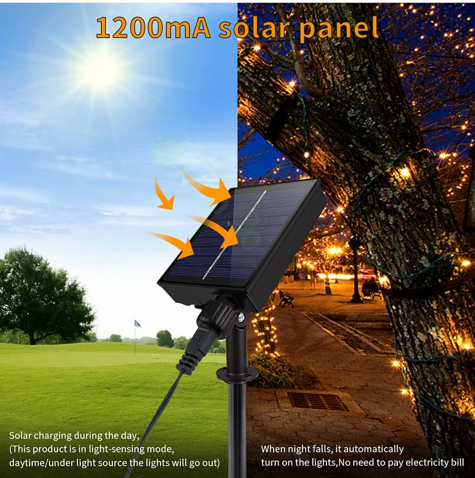 10M-100M Solar Outdoor Lights Waterproof Fairy Light String Waterproof Christmas Lights Garland Party New Year Wedding Decoratio