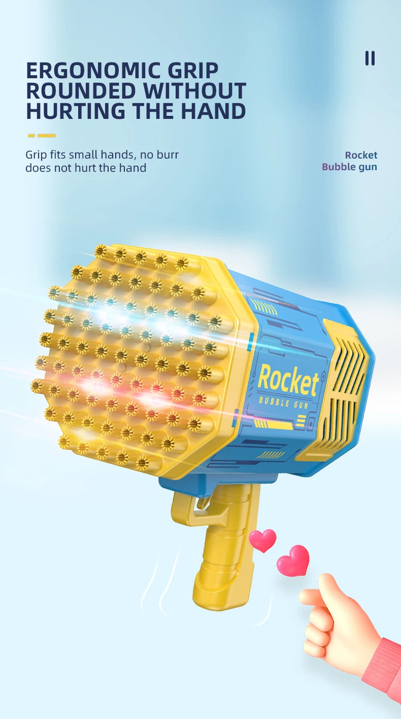 Bubble Gun Kids Toys Rocket 69 Holes Soap Bubbles Machine Gun Shape Automatic Blower With Light Pomperos Outdoor Toy Gifts Party