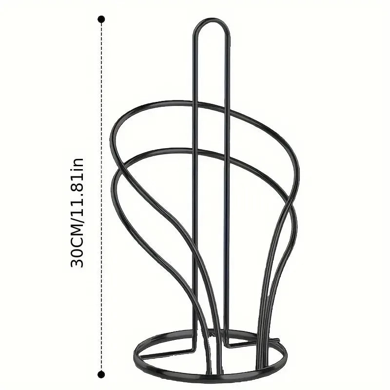 Elegant Black/Gold Metal Countertop Paper Towel Holder with Reinforced Base - Ideal for Kitchen & Bathroom, Kitchen Organization