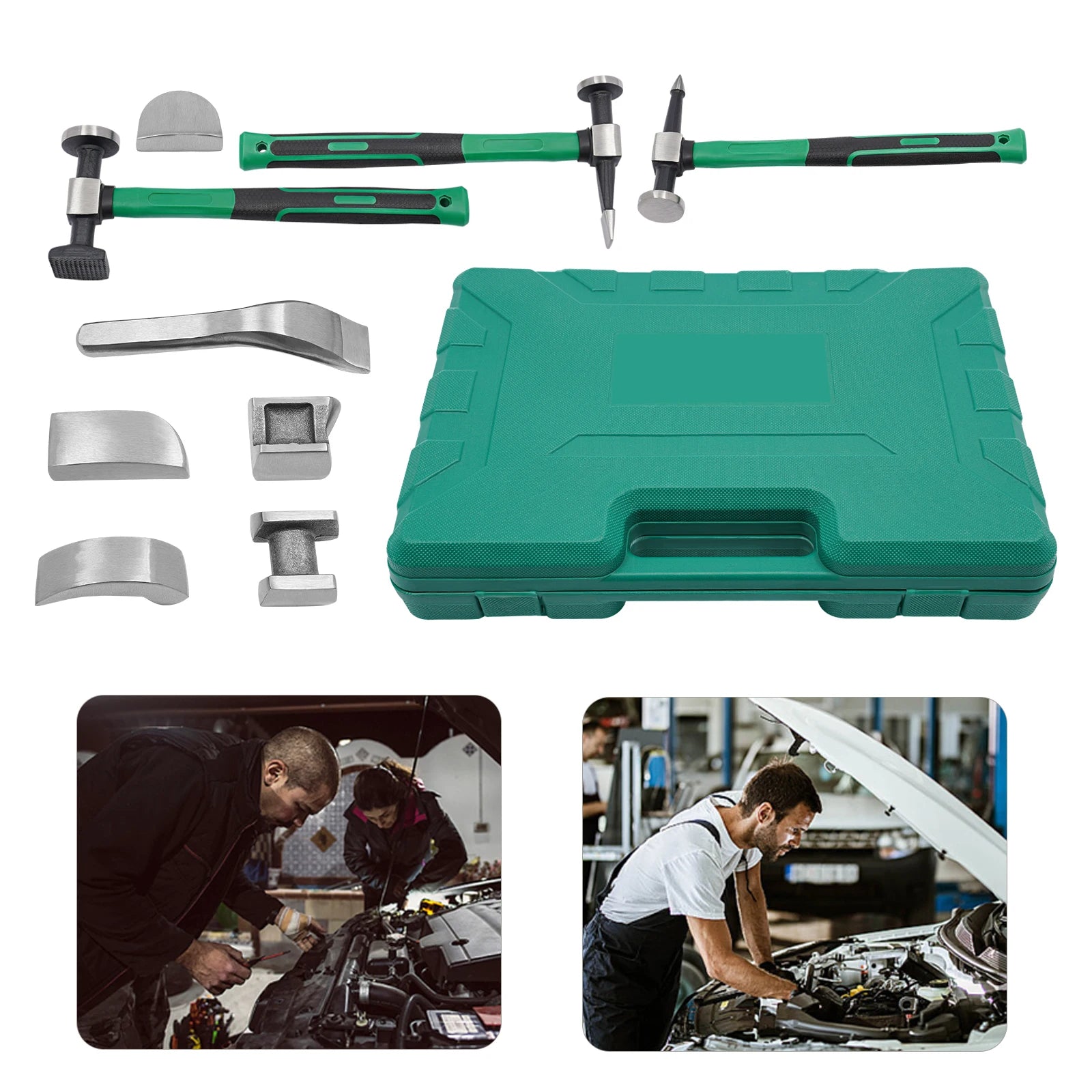9 Pcs Auto Body Panel Fender Hammer Dolly Set Dent Repair Tools Car Sheet Metal Shaping Movable Car Body Corrector Kit