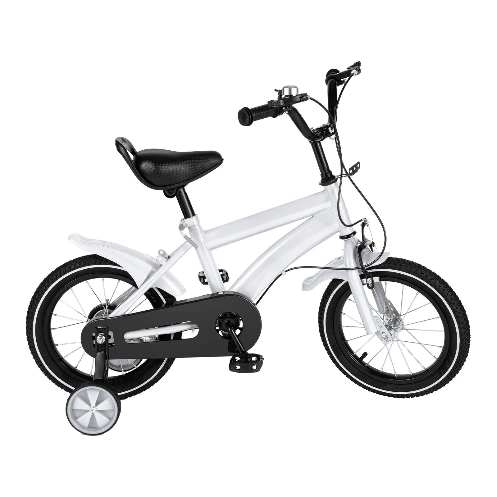 14 Inch Kids Bike Adjustable Seat Dual Brakes Children's Bicycle Load 50kg w/Training Wheels for Ages 2-4, Yellow/Blue/Red/White