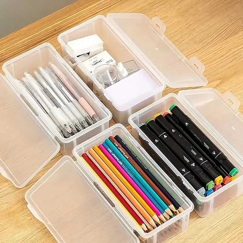 1/2pcs Portable Simple Plastic Transparent Pencil Box Student Stationery Pencil Case School Supplies For Kids Teachers