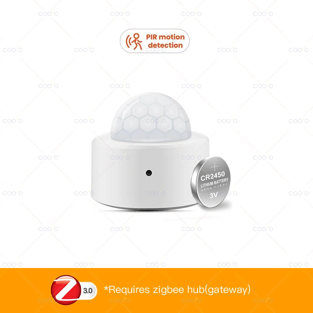 Tuya 2 in 1 Zigbee Mini PIR Motion Detector + Bright Lux Light Passive Infrared Security Burglar Alarm Sensor App Remote Control