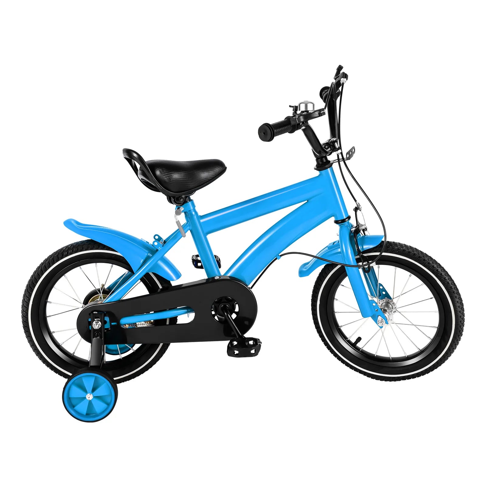 14 Inch Kids Bike Adjustable Seat Dual Brakes Children's Bicycle Load 50kg w/Training Wheels for Ages 2-4, Yellow/Blue/Red/White