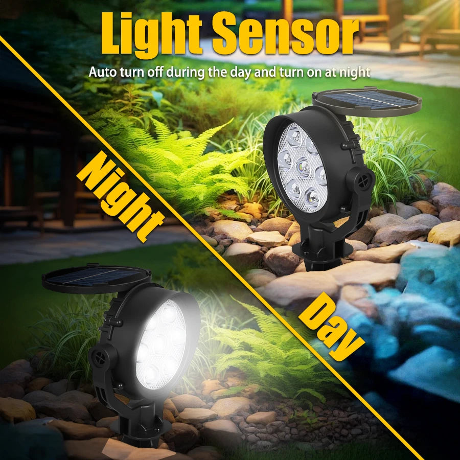 9 LED Solar Spot Lights IP65 Waterproof Outdoor RGB Solar Landscape Lights Brightness Adjustable for Garden Yard Palm Trees