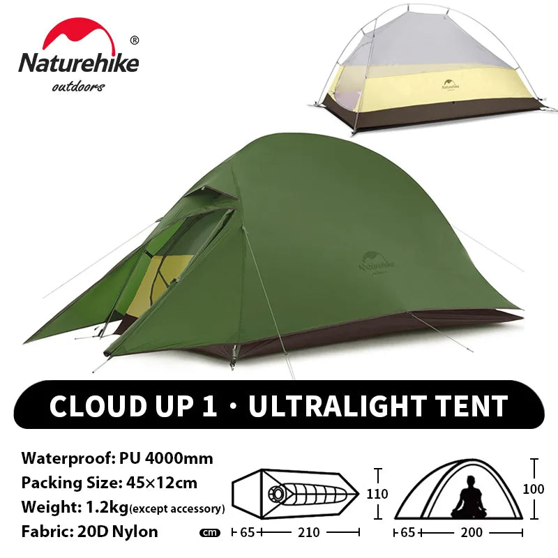 Naturehike Cloud Up 1 2 3 Person Camping Tent Ultralight Waterproof Trekking Tents Hiking Backpacking Shelter Tent Travel Tent