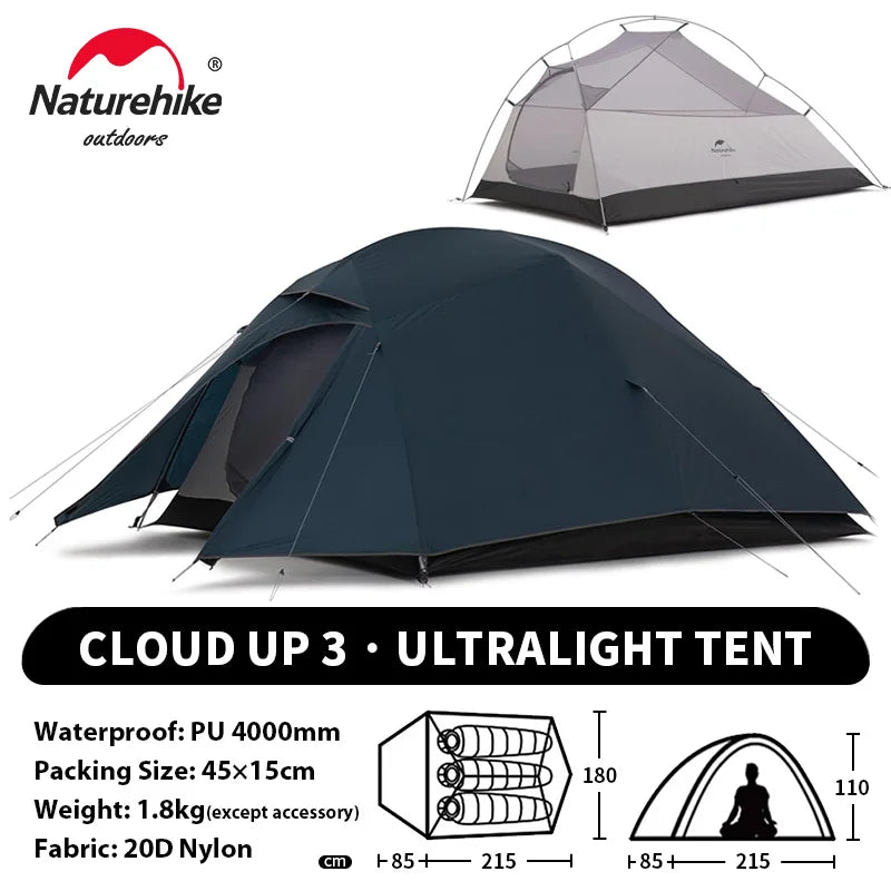 Naturehike Cloud Up 1 2 3 Person Camping Tent Ultralight Waterproof Trekking Tents Hiking Backpacking Shelter Tent Travel Tent