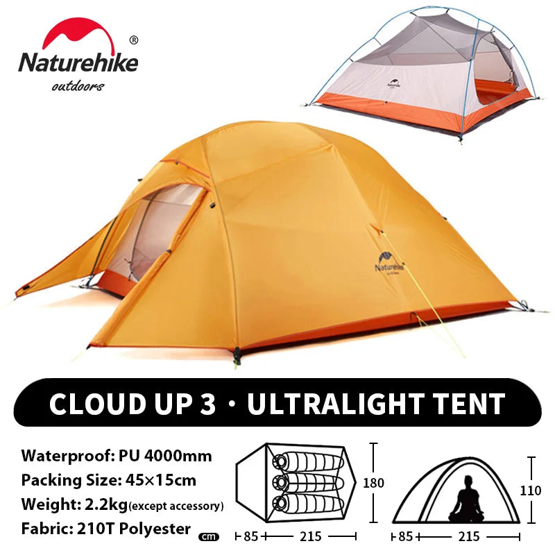 Naturehike Cloud Up 1 2 3 Person Camping Tent Ultralight Waterproof Trekking Tents Hiking Backpacking Shelter Tent Travel Tent
