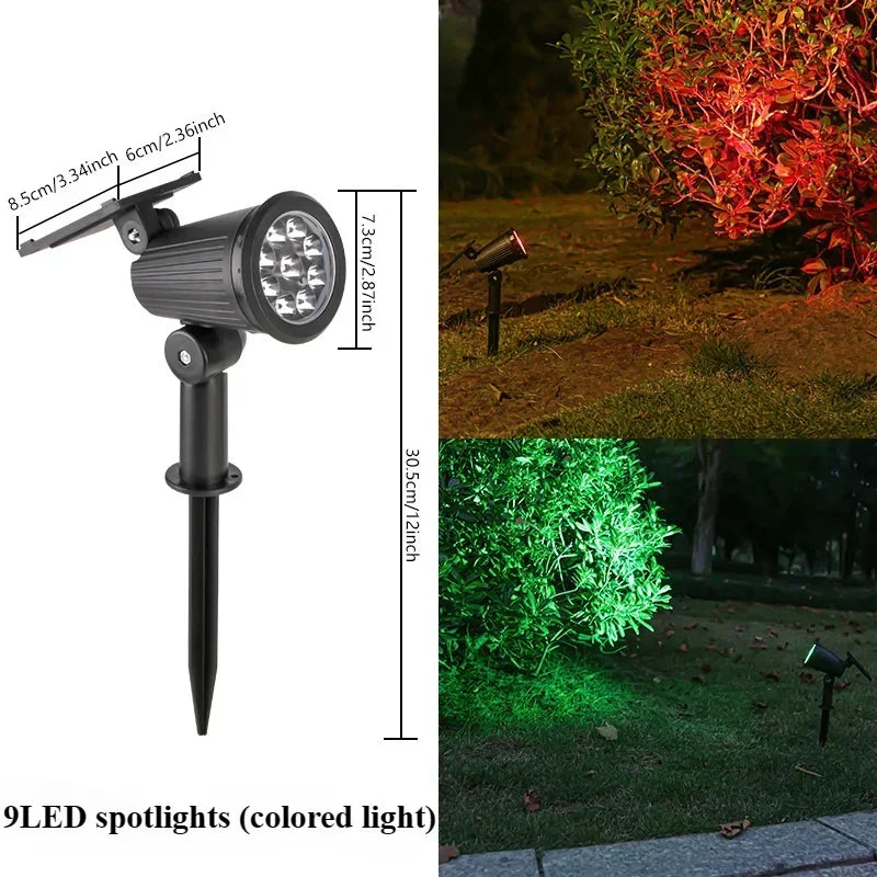 KDULIT 1-2PCS 9LED Solar Powered Lawn Lamp Adjustable Outdoor IP65 Waterproof Garden Courtyard Decoration Street Lamp Spotlight