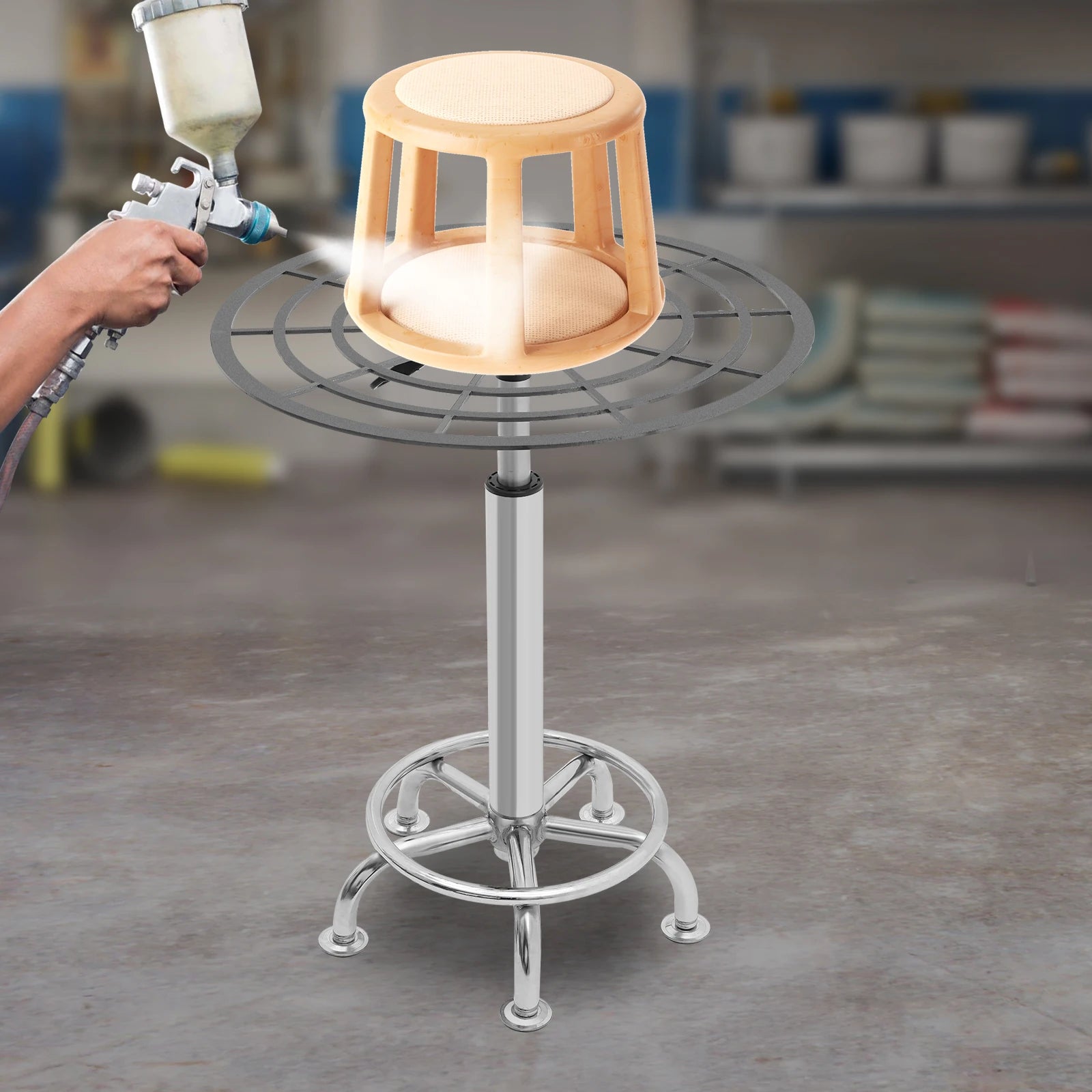 360° Spray Paint Rack, Stable Rotating Lifting Spray Painting Table for Water Curtain Cabinets