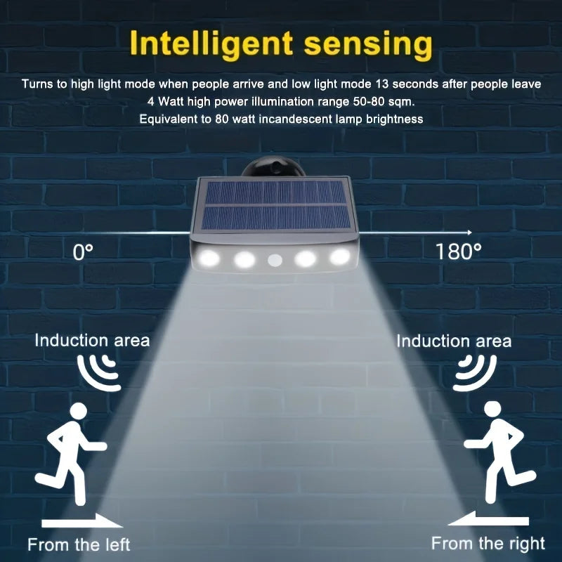 4 LED Powerful Solar Security Lights Outdoor Decor Sensor Motion 3 Modes Street Waterproof Lamp Wall Night Work Light for Garden