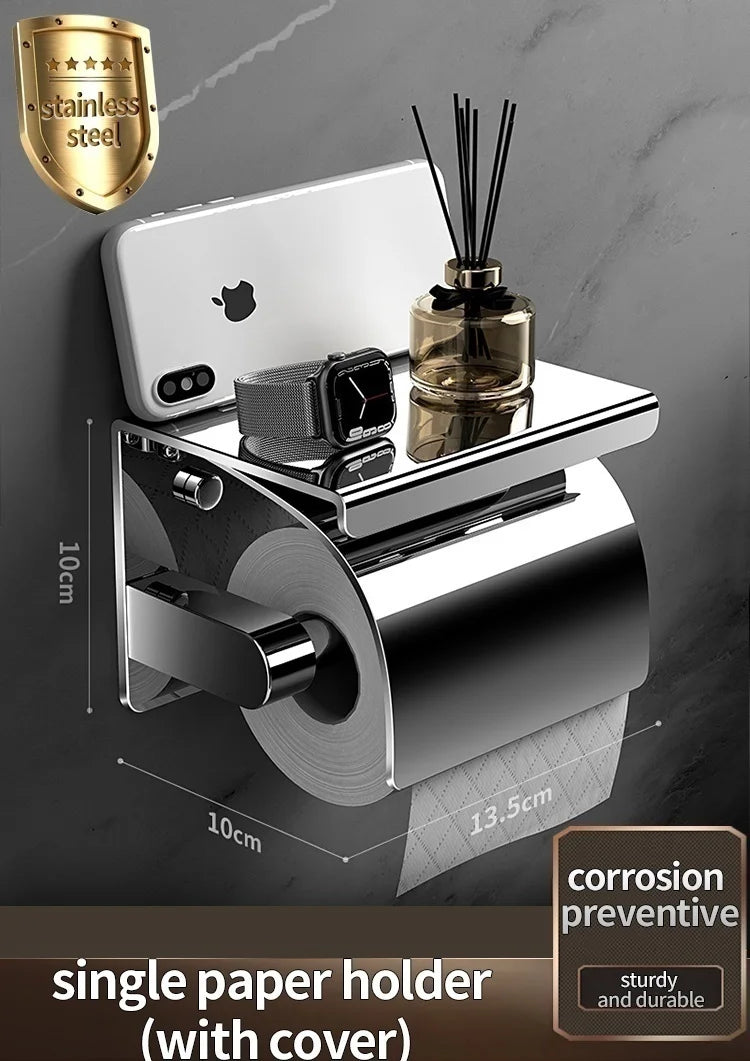 Bathroom Toilet Paper Holder 304 Stainless Steel Waterproof Roll Paper Box Tissue Box Holder Bathroom Hardware Accessories