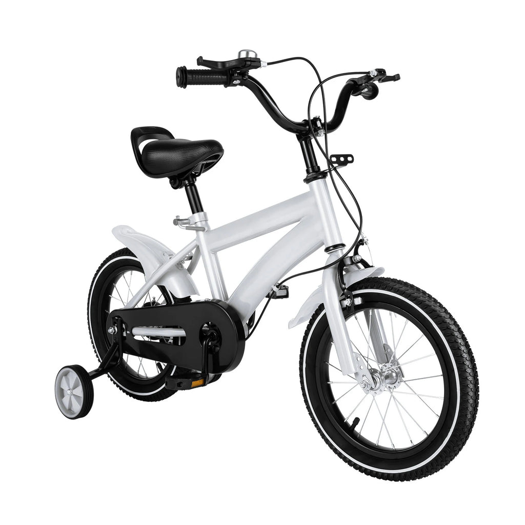 14 Inch Kids Bike Adjustable Seat Dual Brakes Children's Bicycle Load 50kg w/Training Wheels for Ages 2-4, Yellow/Blue/Red/White