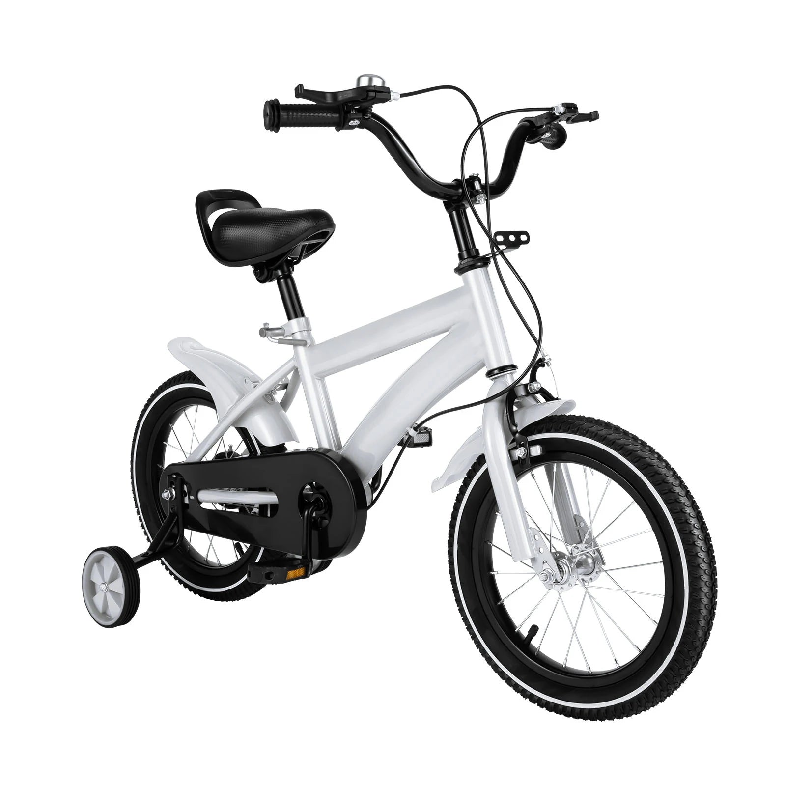 14 Inch Kids Bike Adjustable Seat Dual Brakes Children's Bicycle Load 50kg w/Training Wheels for Ages 2-4, Yellow/Blue/Red/White