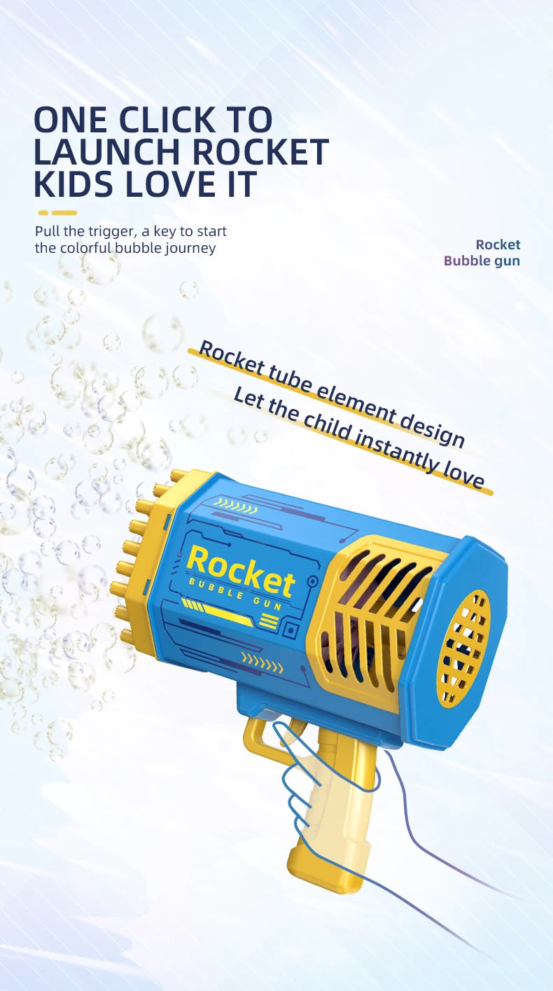 Bubble Gun Kids Toys Rocket 69 Holes Soap Bubbles Machine Gun Shape Automatic Blower With Light Pomperos Outdoor Toy Gifts Party