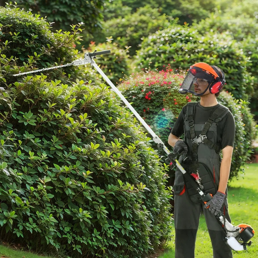 26CC 6in1 MultiFunctional Trimming Tools Gas Hedge Trimmer Weed Eater String Trimmer Brush Cutter Edger Pole Saw Chainsaw Prun