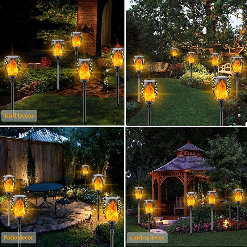 Solar Torch Lights Outdoor Waterproof Landscape Garden Pathway Light with Vivid Dancing Flickering Flame Auto on/Off Solar Light