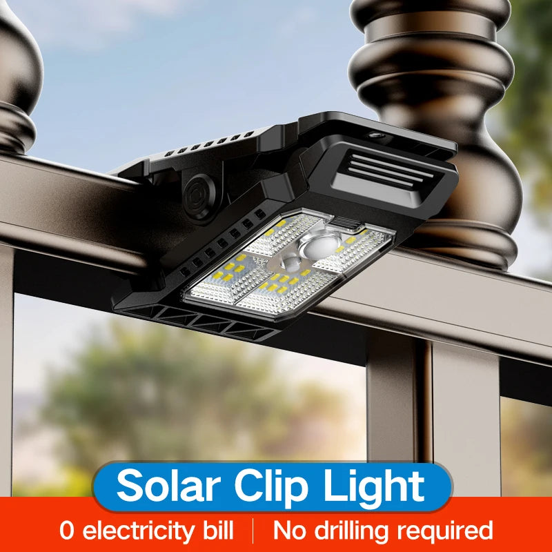 Outdoor Solar Clamp On Motion Sensor Lights Waterproof Work Light 3 Lighting Modes Camping Lamp Fence Walls Garage Led Lamps