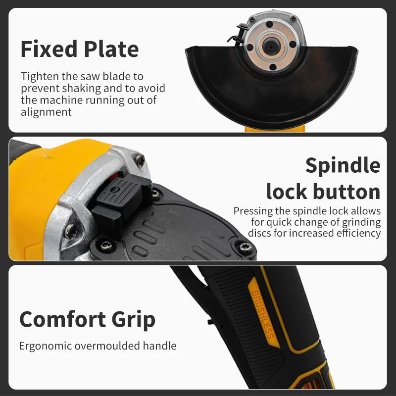 Codrill 125/100mm Cordless Brushless Angle Grinder 9000RPM Cutting Machine Polishing Machine For Dewalt 20V Battery PIN