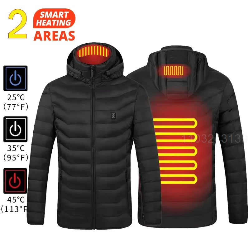 23 Areas Heated Jacket Winter Men Warm Vest USB Self Heating Jacket Women Heated Coat Ski Camping Hiking Winter Cotton Clothes