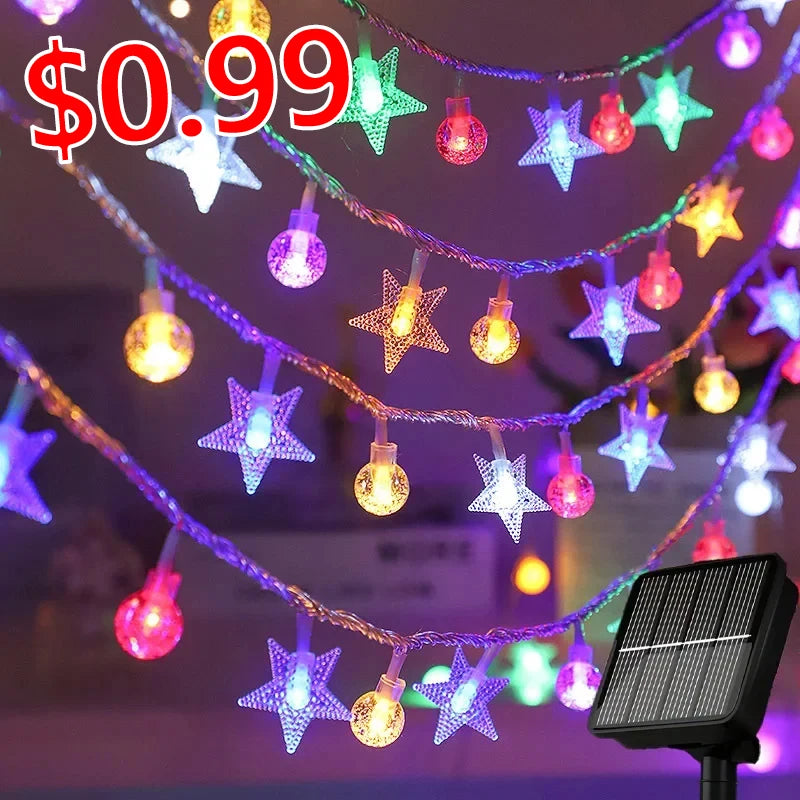Solar String Lights 100 LED Crystal Globe Solar Lights Outdoor IP65 Waterproof with 8 Modes for Garden Tree Patio Party Decor