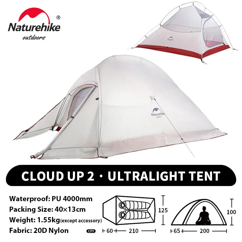 Naturehike Cloud Up 1 2 3 Person Camping Tent Ultralight Waterproof Trekking Tents Hiking Backpacking Shelter Tent Travel Tent
