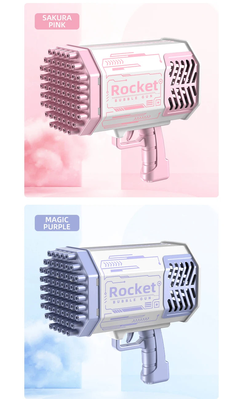Bubble Gun Kids Toys Rocket 69 Holes Soap Bubbles Machine Gun Shape Automatic Blower With Light Pomperos Outdoor Toy Gifts Party