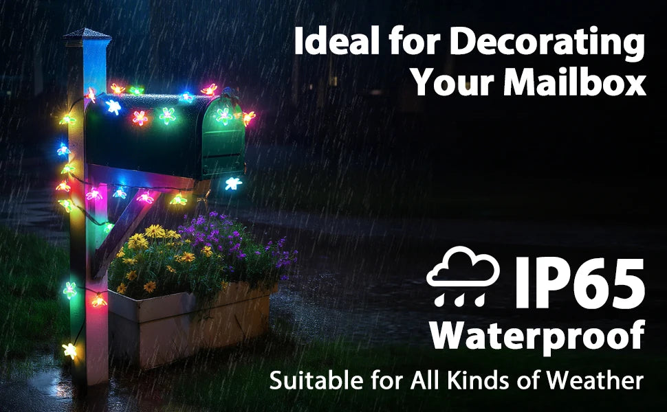 Solar String Lights Outdoor 50 LED with 8 Lighting Modes Waterproof Patio Lights for Garden Yard Party Halloween Christmas Decor