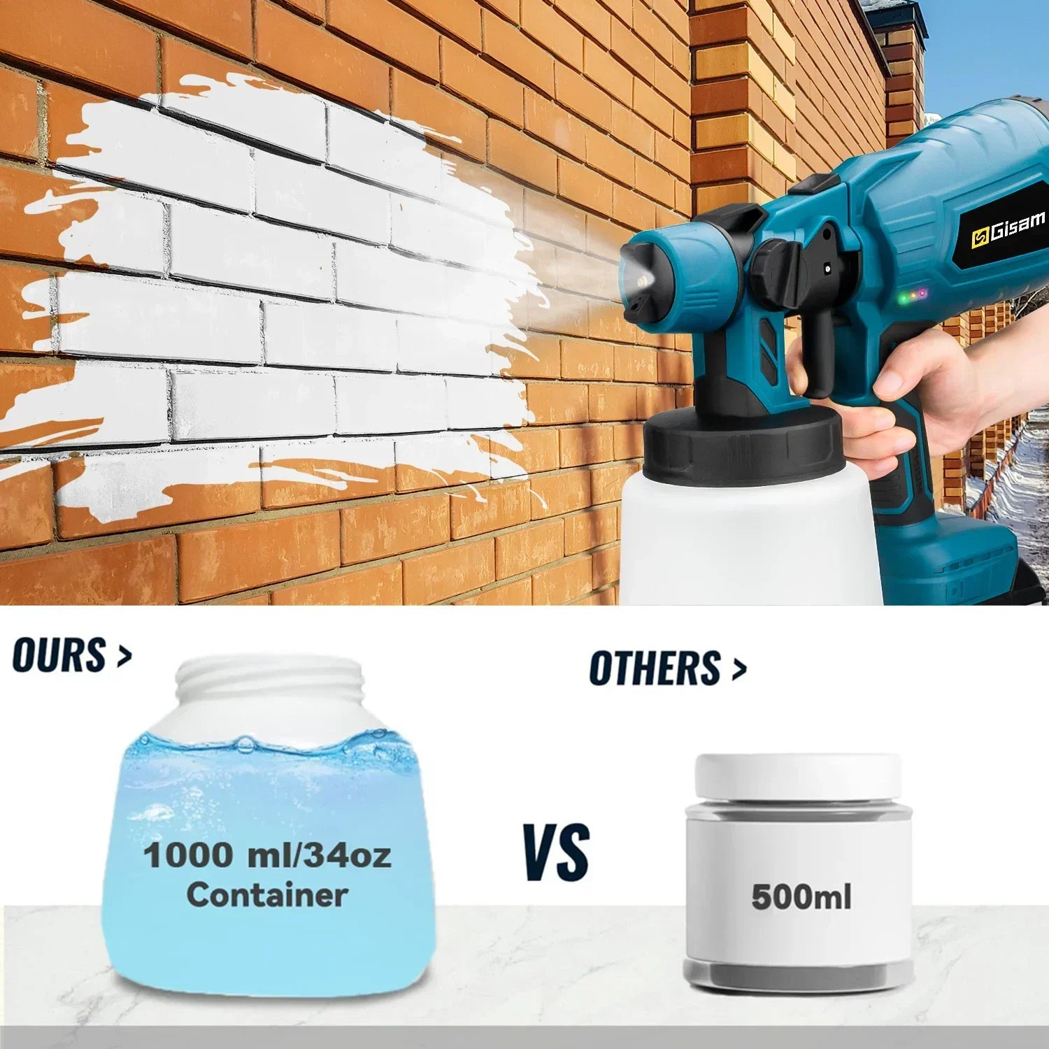 Gisam 1000ML Electric Cordless Spray Gun HVLP Paint Sprayer For Furniture Coating Airbrush Tools For Makita 18V Battery Pins