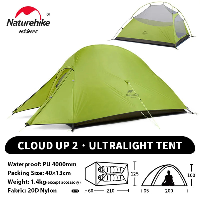 Naturehike Cloud Up 1 2 3 Person Camping Tent Ultralight Waterproof Trekking Tents Hiking Backpacking Shelter Tent Travel Tent