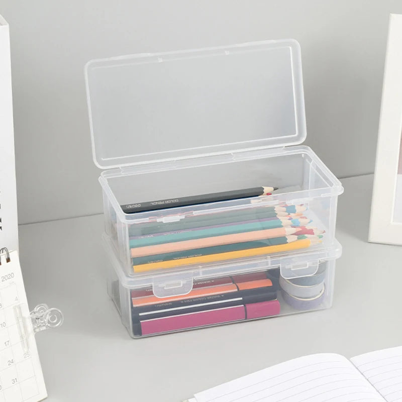 1/2pcs Portable Simple Plastic Transparent Pencil Box Student Stationery Pencil Case School Supplies For Kids Teachers