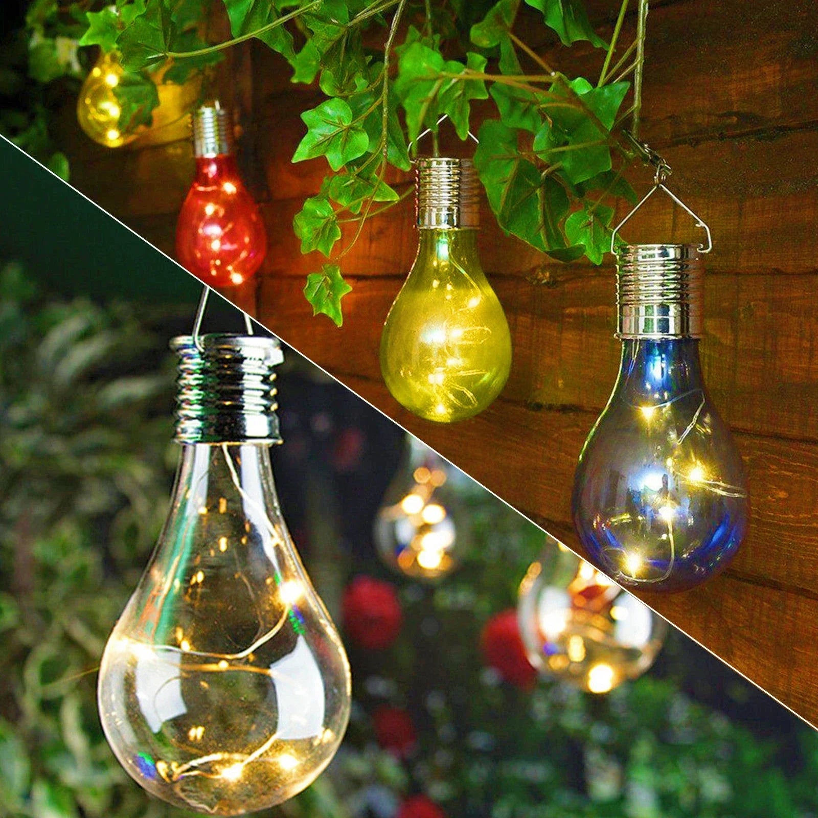 Outdoor Hanging Solar LED Light Bulb Waterproof Solor Lamp 5LEDs Warm White Multicolor Rotatable Garden Camping Light Decor Lamp