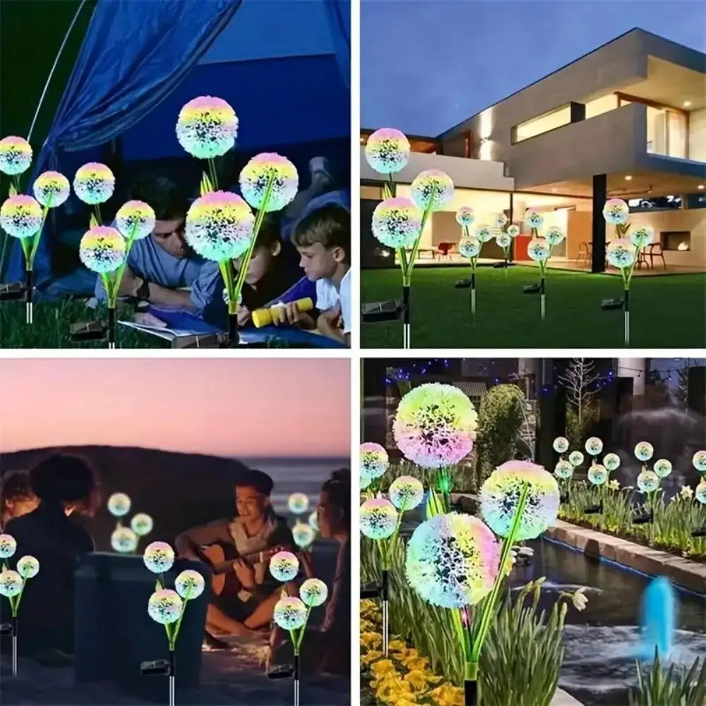 Solar outdoor dandelion lights, LED color scallion ball lights, lawn lights, for garden, patio, walkway, lawn decoration