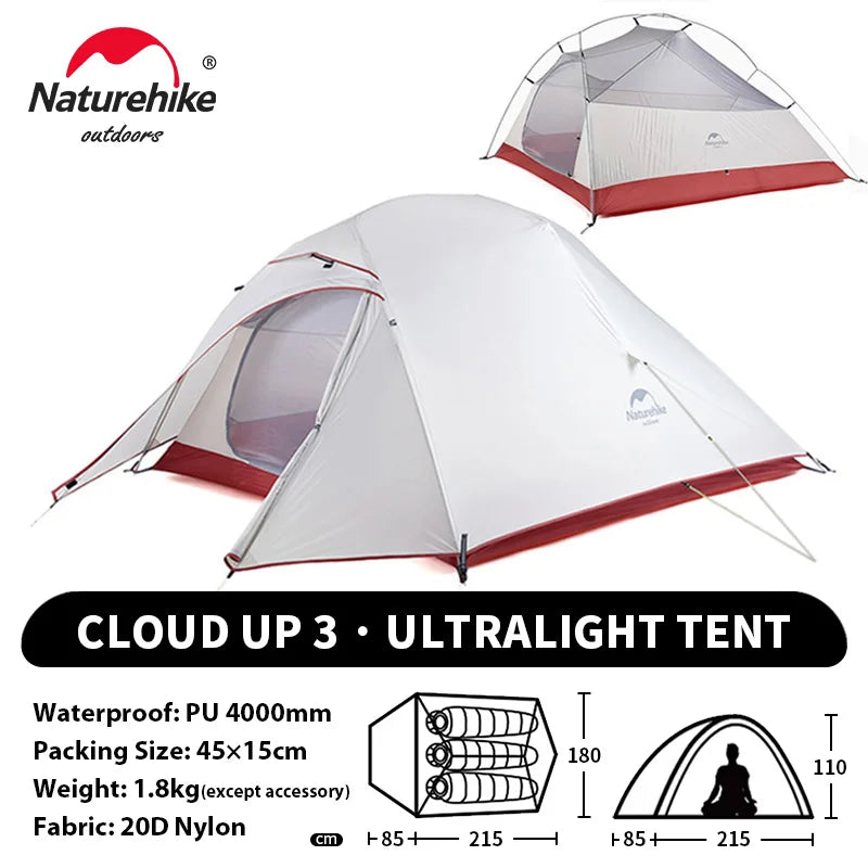 Naturehike Cloud Up 1 2 3 Person Camping Tent Ultralight Waterproof Trekking Tents Hiking Backpacking Shelter Tent Travel Tent