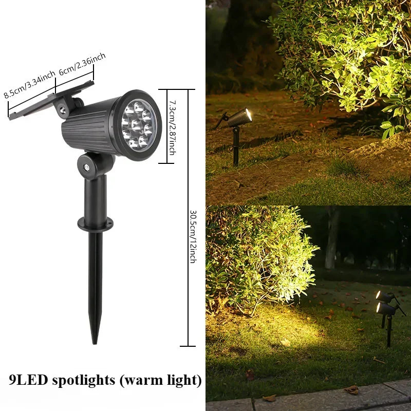 KDULIT 1-2PCS 9LED Solar Powered Lawn Lamp Adjustable Outdoor IP65 Waterproof Garden Courtyard Decoration Street Lamp Spotlight