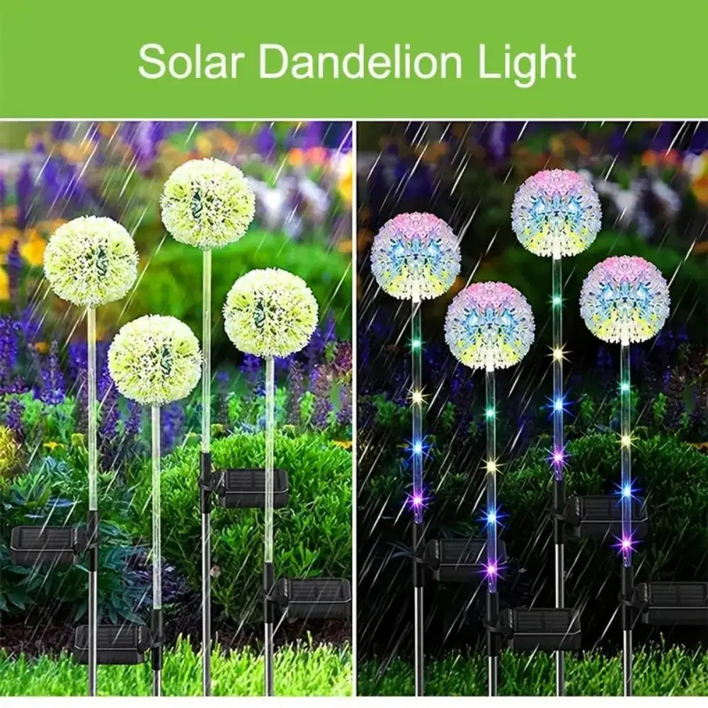 Solar outdoor dandelion lights, LED color scallion ball lights, lawn lights, for garden, patio, walkway, lawn decoration