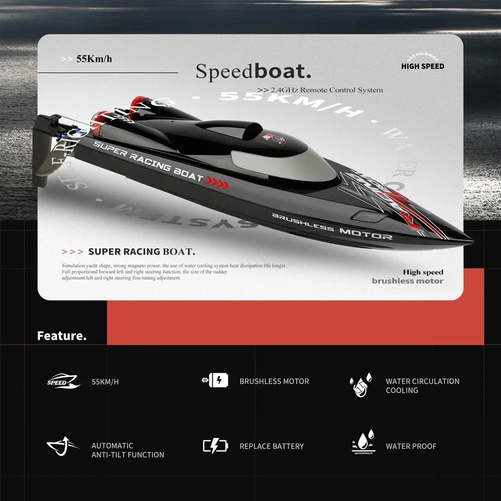 WLtoys WL916 WL911-A RC Boat 2.4Ghz 55KM/H 21KM/H High Speed Racing Ship Remote Control Speedboat Toys For Adults Kids